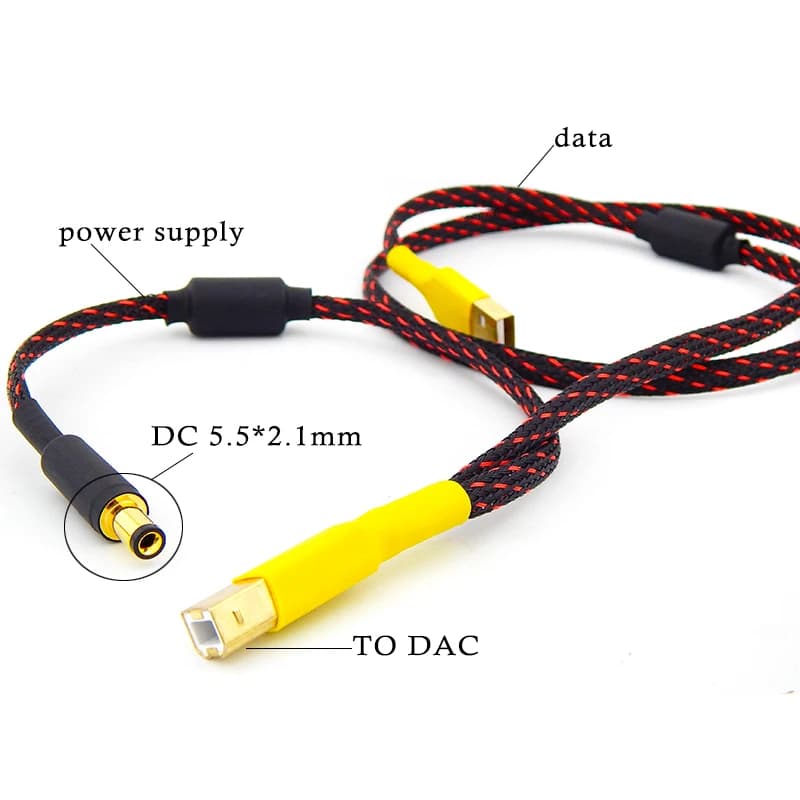 【Hot】High end DAC (power \ signal) separate amplifier usb cable USB-A to USB-B DC plug 5.5*2.1mm to USB-B Independent power supp