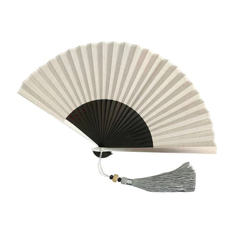 High End Exquisite Cotton and Linen Fan Solid Color Cotton Folding Fan for Daily Use Ancient Hanfu Qipao Folding Fan Portable
