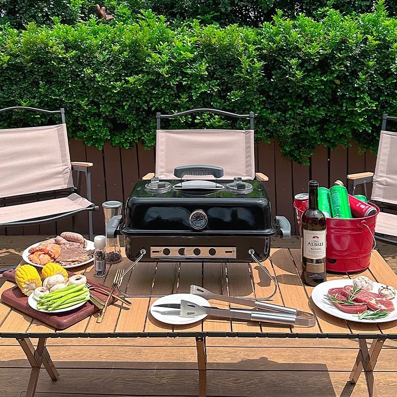 Folding leg portable barbecue grill outdoor picnic table household portable
