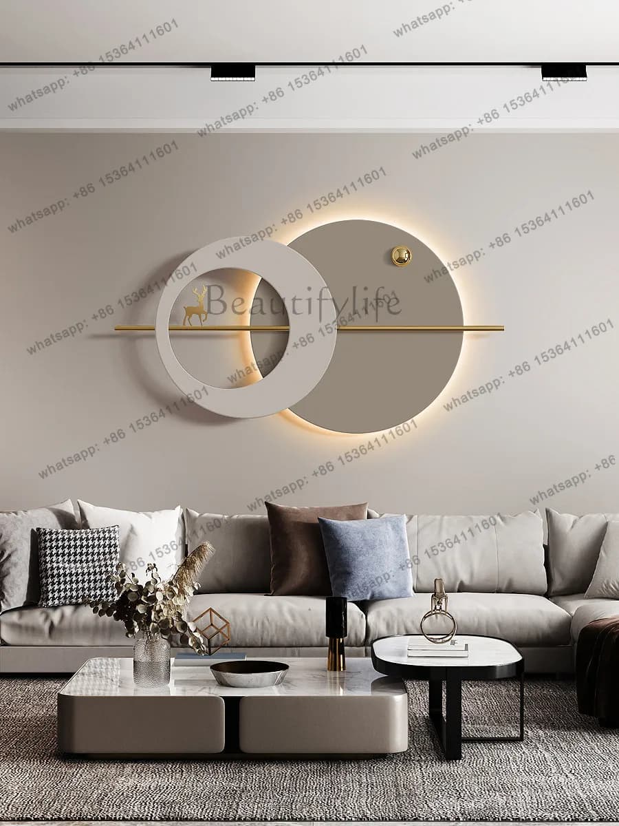 Italian light luxury wrought iron wall decoration sofa background wall decoration metal pendant