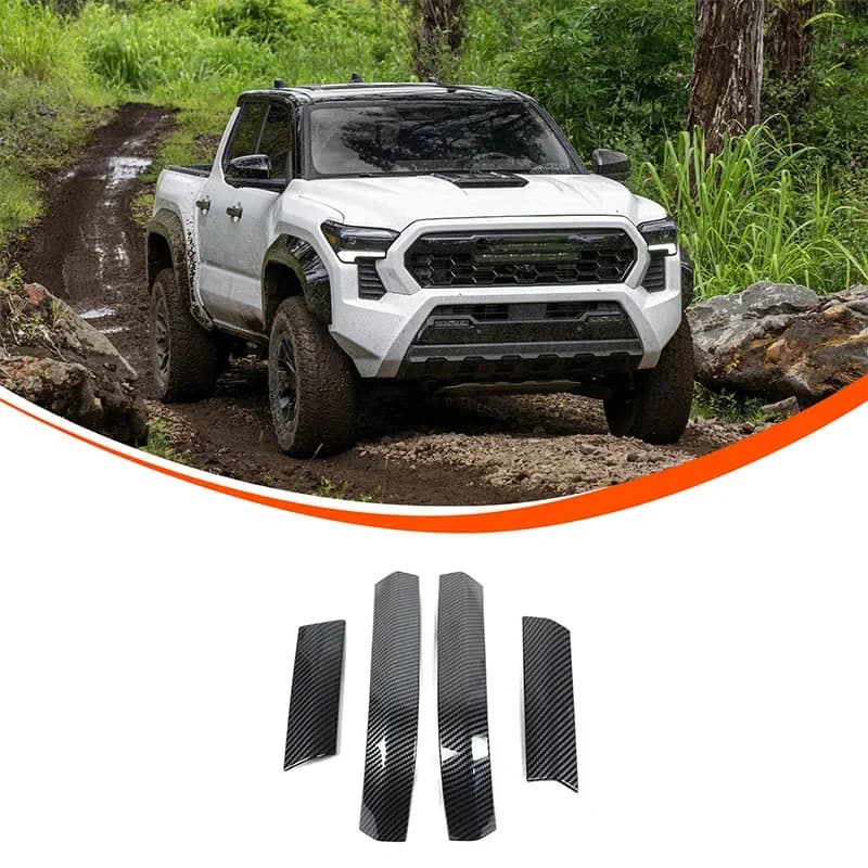 For Toyota Tacoma 2024 Car Rearview Mirror Decorative Strip ABS Carbon Fiber Pattern Exterior Accessories 4 Pcs