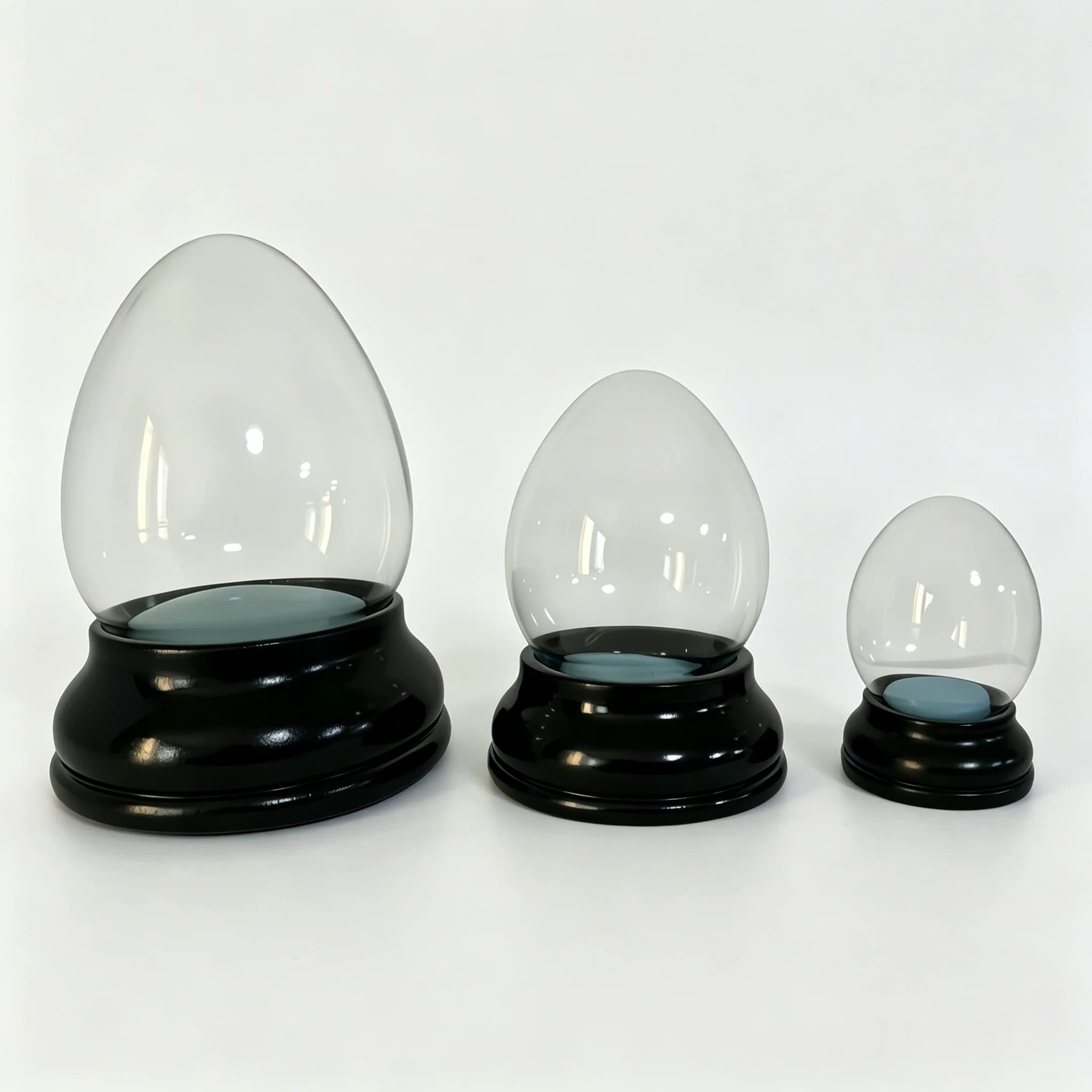 Egg Shaped Clear Glass Dome with Black  Base DIY Snow Globe Blank Craft Accessory for Home Decor Kids Gifts