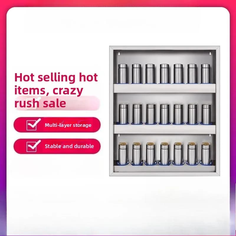 Stainless steel wall-mounted staff water cup holder Stainless steel kitchen office area storage Thermos rack