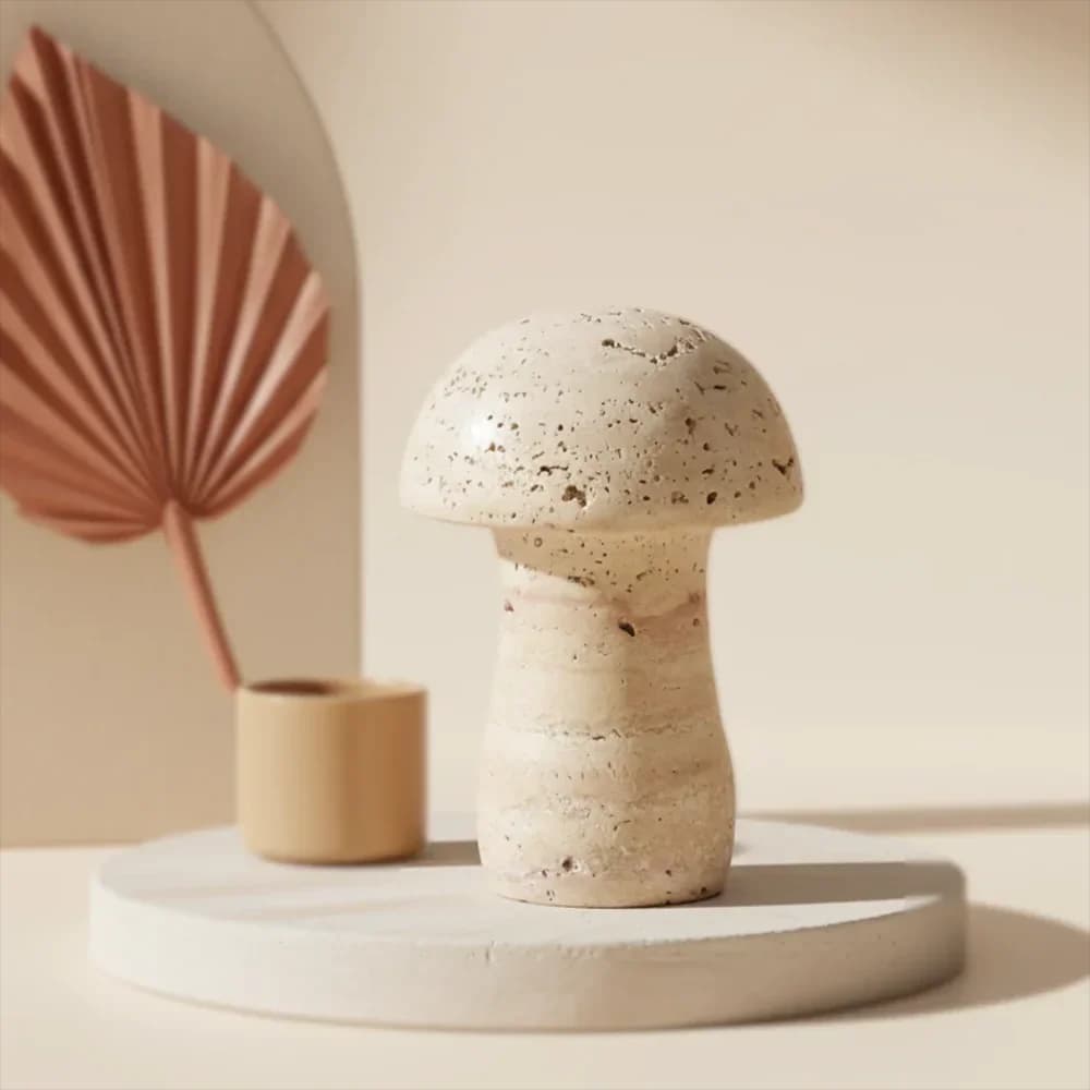 Handmade Travertine Mushroom Decor Luxury Stone Sculptures and Figurines Modern Home Decoration Ornaments