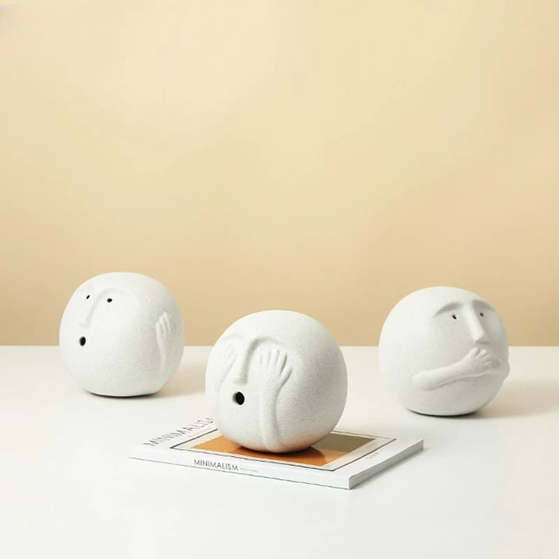 Minimalist ins style, abstract villain fun ceramic ornaments, new and strange desktop soft decoration