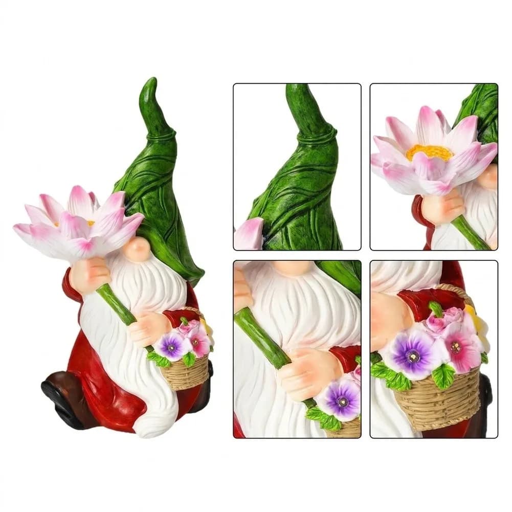 Hand Carved Resin Garden Gnomes with Nighttime Glow Effect for Outdoor Decor Use in Gardens Patios and Balconies