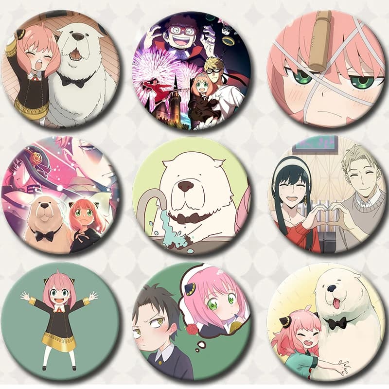58mm New Spy X Family Enamel Pin Cartoon Cosplay Brooch Tinplate Brooches Cute Loyar Anya Yor Face Expression Badge Backpack Hat
