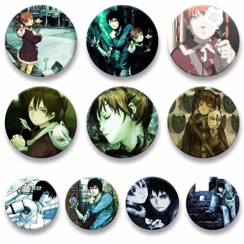Anime Texhnolyze Snap-in Badges Cartoon Character Round Brooches for Backpack Accessories Ran Ichise Enamel Pins Jewelry Gifts