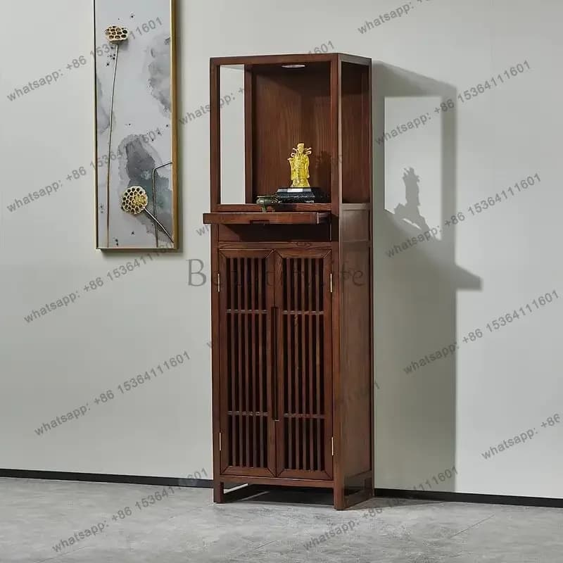 PG   black walnut solid wood offering incense table for home buddhist hall offering simple offering table
