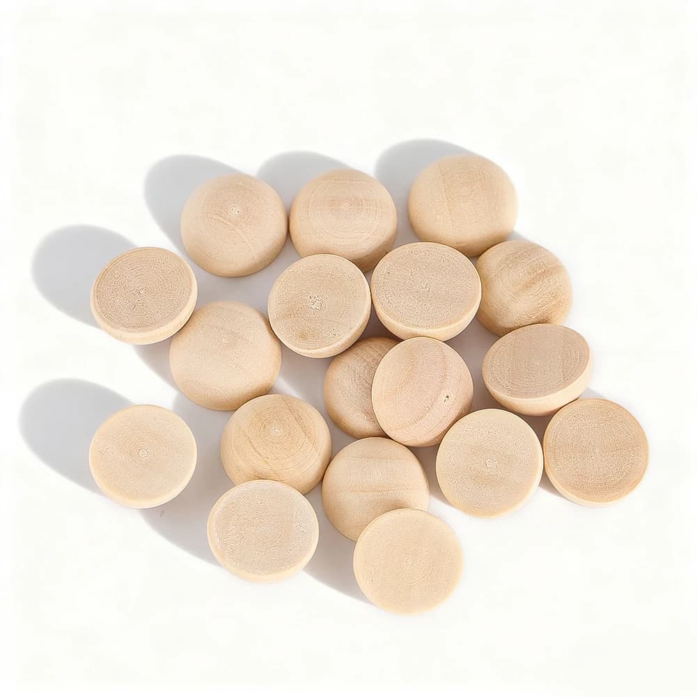 20pcs Natural Solid Wood Hemispherical Decorative Ornament Children's Companion Toy Geometric Teaching Aid DIY Creative Material