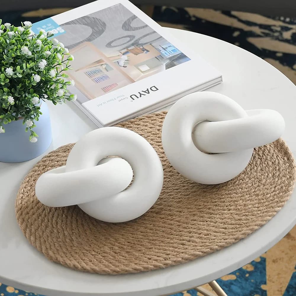 2-Link Wood Chain Link Decor Wood Knot Decor, Home Shelf Decor Hand Carved Boho, Suitable for Bedroom, Living Room, Coffee Table