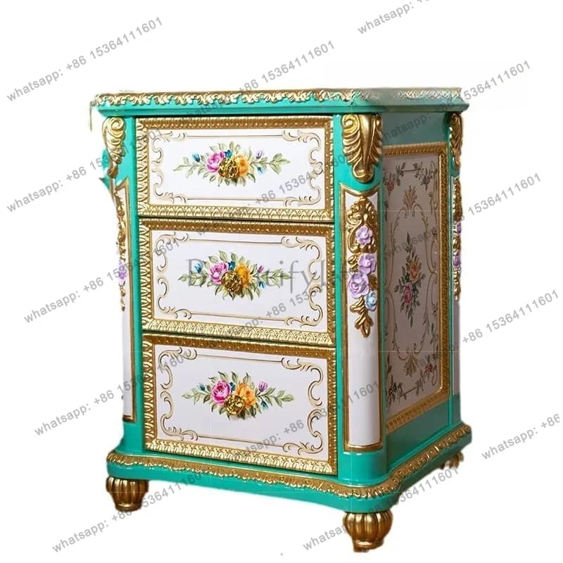 yj58 French Painted Romantic Fresh Double Bed Bedroom Premium Retro Queen Bed