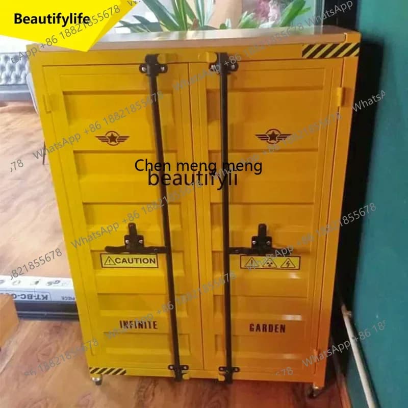 ss 8617 Industrial wind container storage file tool display wrought iron