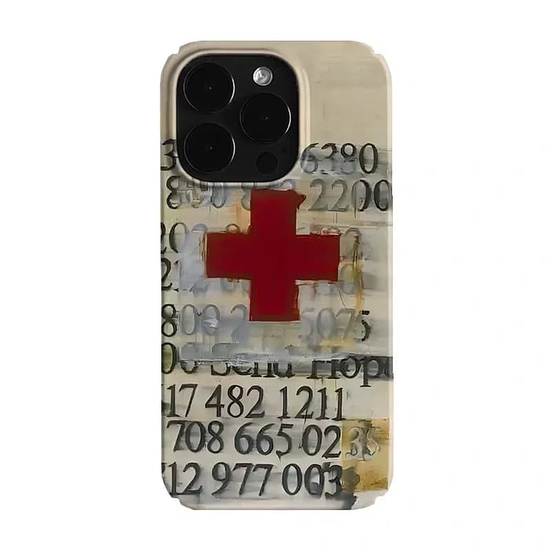 Red Cross Number Phone Case for IPHONE 17 Air 16E 15 PROMAX 14 Plus 13 12 MINI 11 PRO 16Plus XR XS MAX SE2 Acrylic Phone Cover
