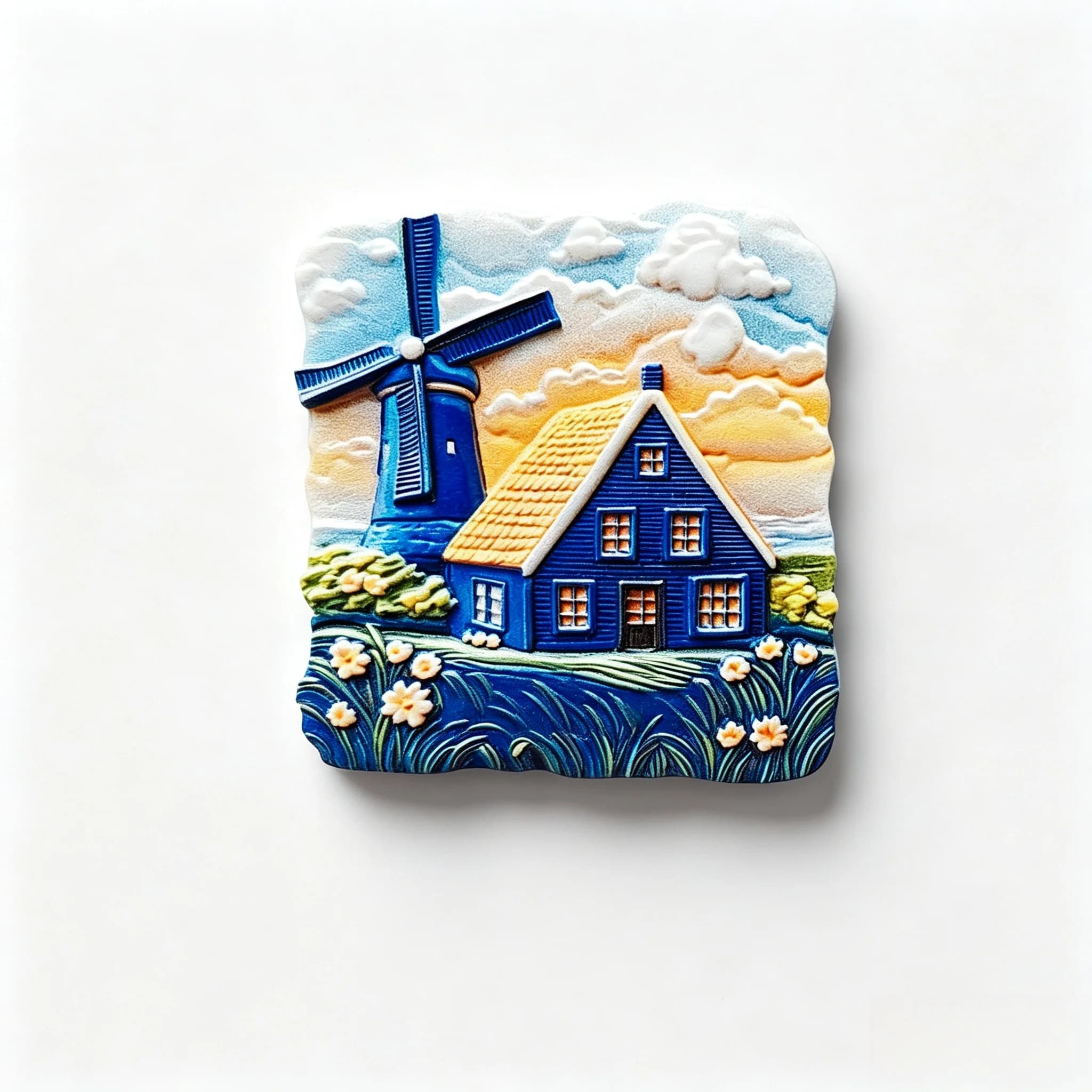 Netherlands Holland Blue Windmill & Blue Cottage 3D Resin Fridge Magnet Tourist Souvenir Home Refrigerator Decoration Present