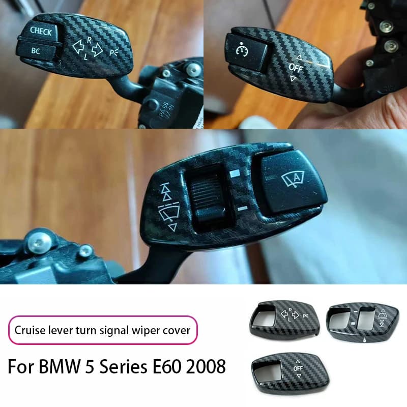 For BMW 5 Series E60 2008 Car Turn Signal Wiper Lever Switch Cover Carbon Steering Steering Wheel Headlight Switch Trim