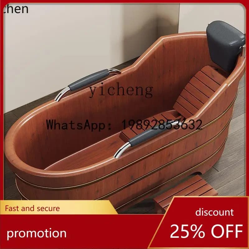 YFY  thickened adult bath wooden  tub cypress  household full body beauty salon bath solid wood bath