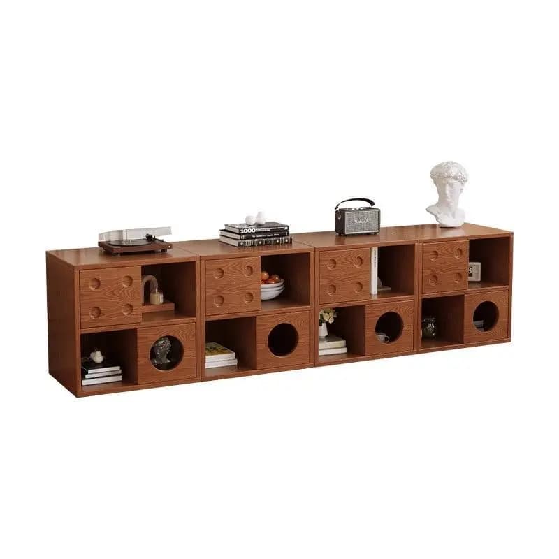 LMM antique retro solid wood card door cabinet combination living room home floor TV cabinet