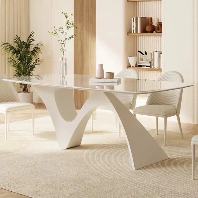 6 Person White Dining Table Luxury Designer Unique Kitchen Living Room Dining Table Faux Marble Mesas De Comedor Furniture Home