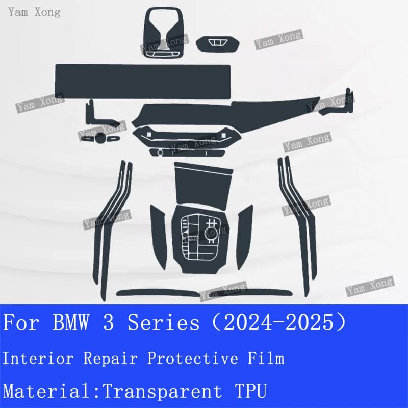 HD Clear TPU Car Sticker For BMW 3 Series 2024 2025 Interior Screen Protector Film Dashboard Center Console Anti-Scratch Cover
