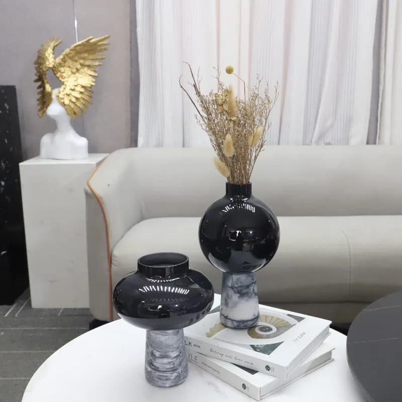 Marble Glass Vase Ornaments Hydroponic Vases Desktop Flower Arrangement Floral Organ Dried Flower Vase Decorative Vases Crafts