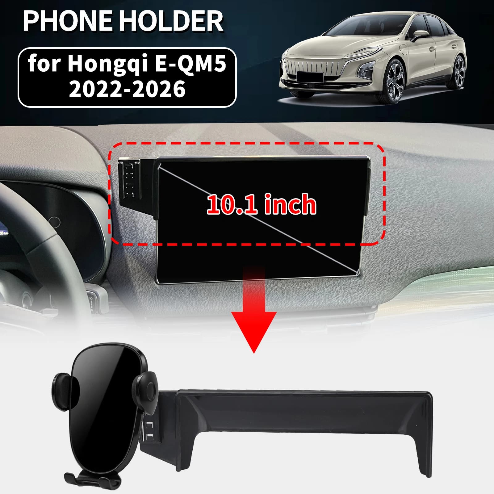 for Hongqi E-QM5 10.1inch 2022-2024 2025 2026 LHD Vehicle-Specific Phone Holder Mount Car GPS Stand Easy Fix Auto Accessories