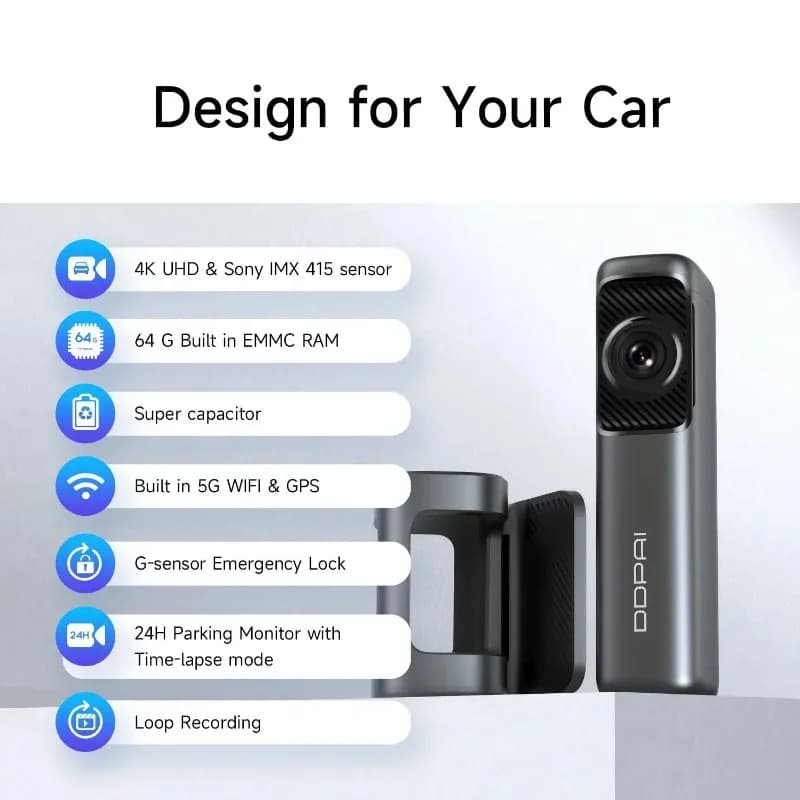 4K UHD Dash Cam Mini5  Car Recorder Rearview Mirror Dash Camera for Cars