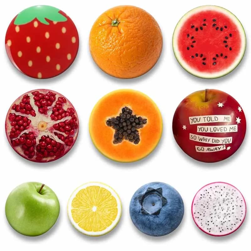 Cute Funny Fruit Cross Section Brooch Strawberry Tomato Cartoon Badge Bag Shoes Ornaments Pins Handmade Jewelry Accessories Gift