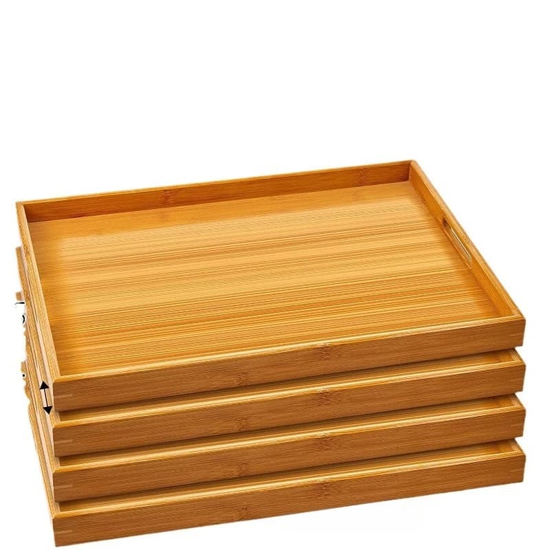 Bamboo and wood tray Rectangle tea tray Solid wood household kung fu tea set Water cup tray wooden