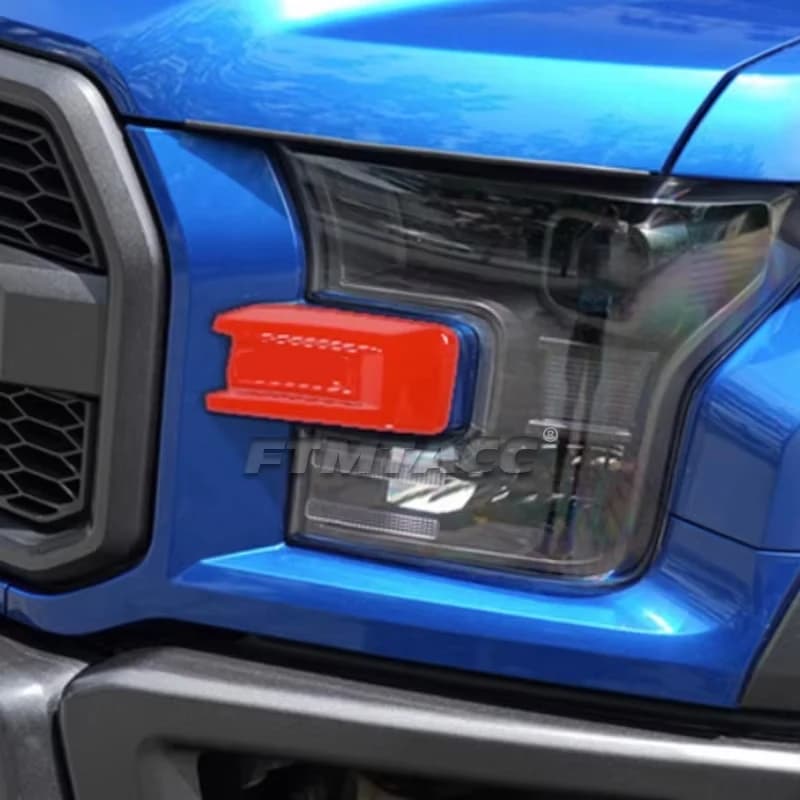 For Ford F150 2015-2020 F-150 ABS Carbon Fiber Front Headlight Eyebrow Trim Frame Sticker Cover Chrome Red Exterior Moulding