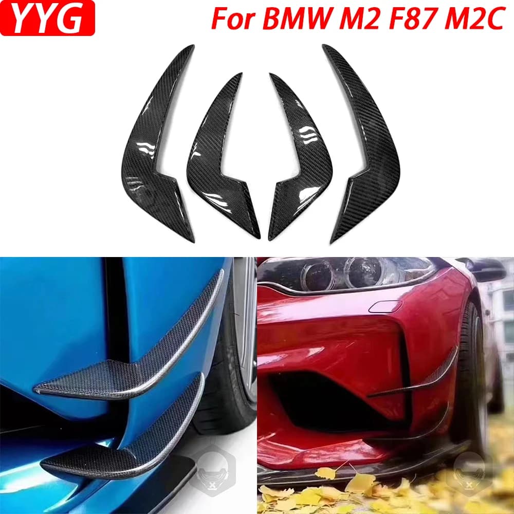 For BMW M2 F87 M2C 2016-2023 Real Dry Carbon Fiber Front Bumper Spoiler Vent Cover Trim Car Decoration Retrofitting Accessories