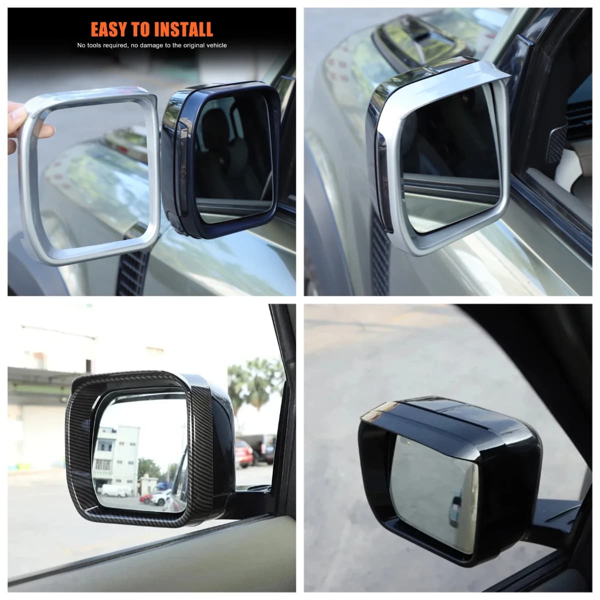 For Land Rover Defender 90 110 130 2020-2025 ABS Car Rear View Mirror Rain Eyebrow Cover Trim Stickers Car Accessories