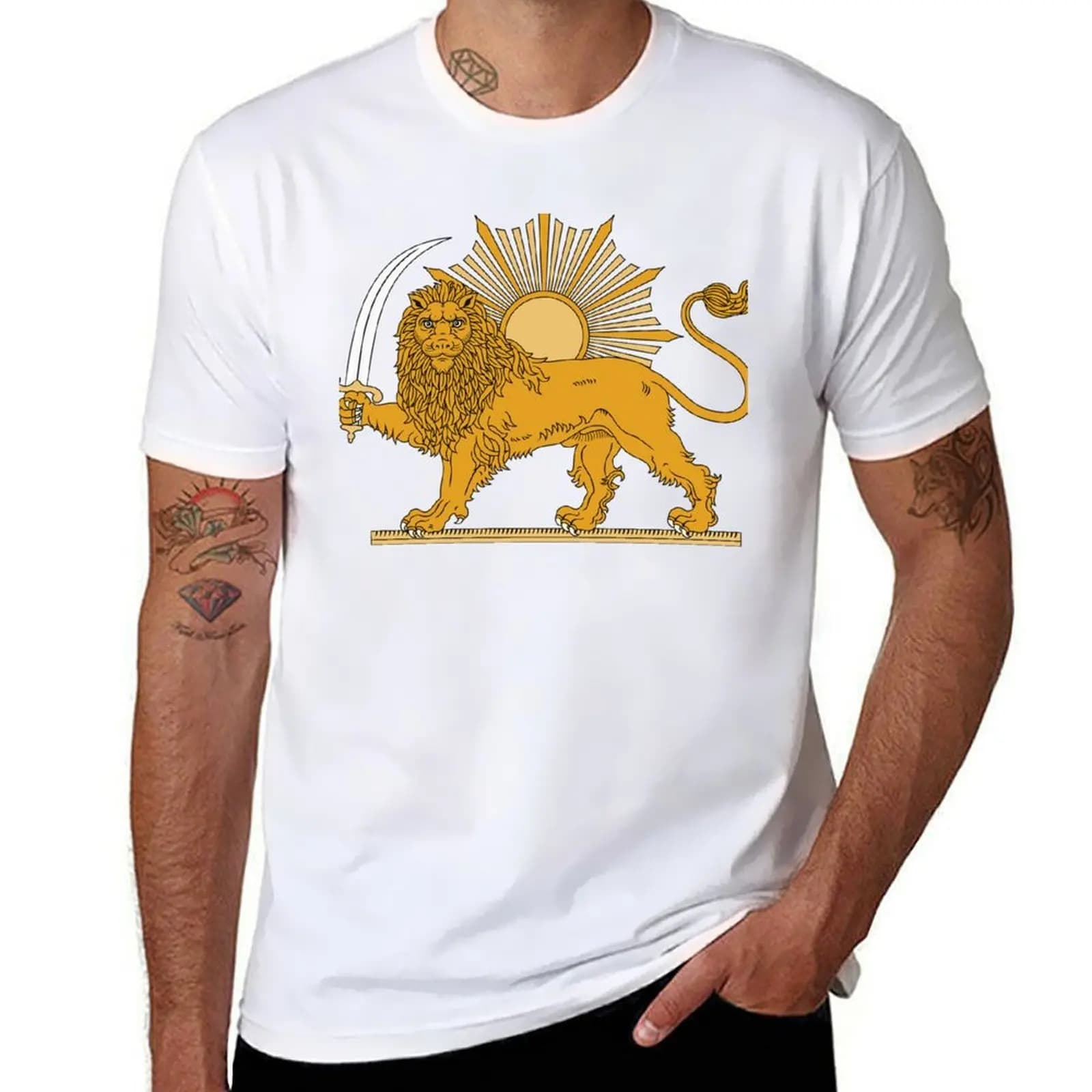 Lion and Sun - Pahlavi Dynasty T-Shirt t shirt man luxury t shirts for man pack cotton T-Shirt