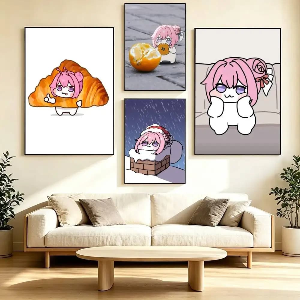 D-Doro Cute  Mascot  Poster Waterproof Wall Art Sticker For Bar Living Room Vintage Decor High Quality Print Gift