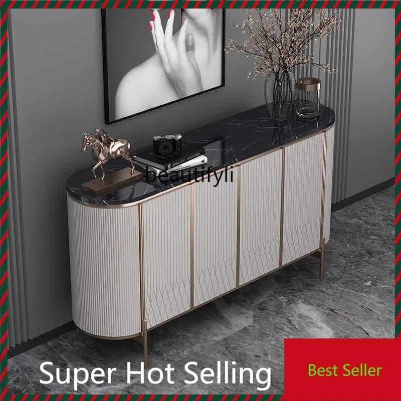 B132 American-style Light Luxury Sideboard Marble Entryway Cabinet Living Room Dining Room Wall-mounted Storage Cabinet