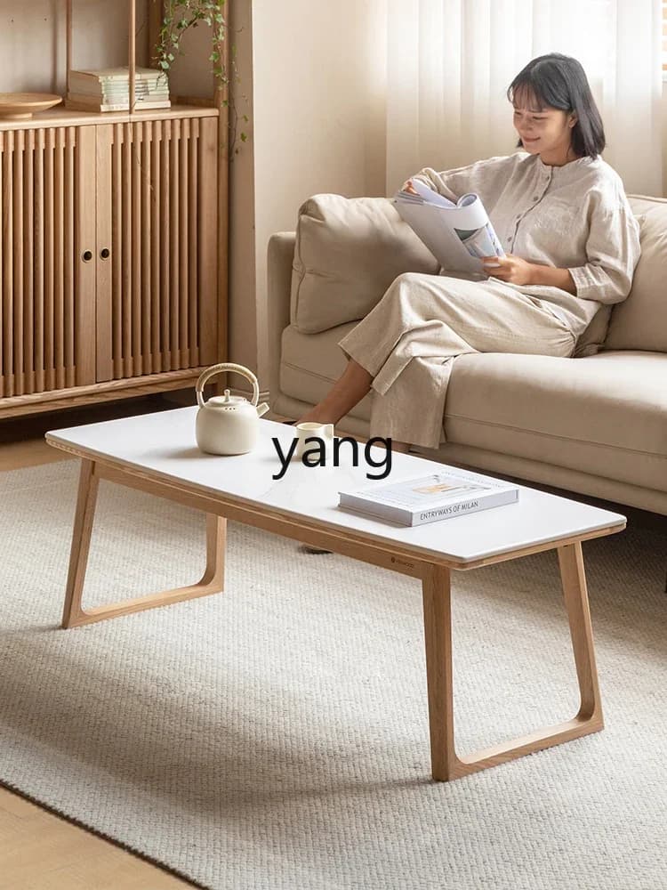 LHM,  all solid wood rock slab coffee table modern simple small apartment rock slab tea table household