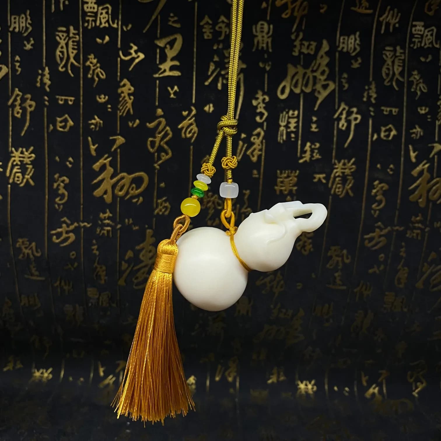 Ivory Nut Gourd Car Hanging Original Tassel Pendant Cute Safe Rearview Mirror Vehicle Interior Decor Craft Ornament