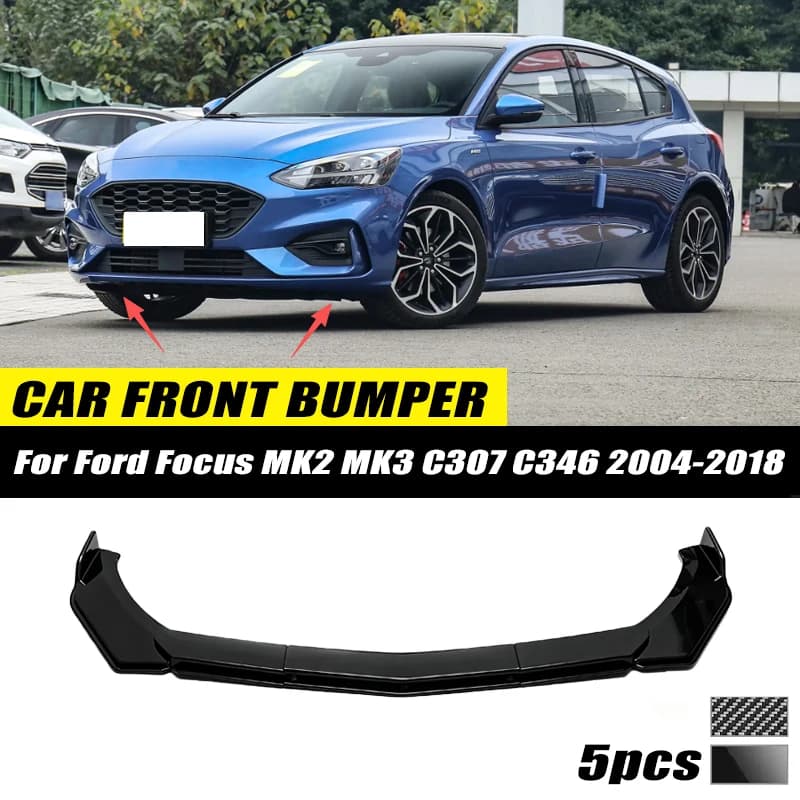 For Ford Focus MK2 MK3 C307 C346 2004-2018 Front Bumper Lip Front Guard Spoiler High-quality ABS Material Body Kit Front Lip