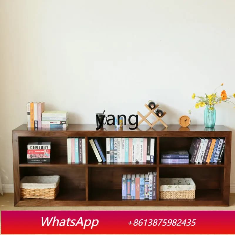 LH   TV cabinet All solid wood floor low cabinet Shelf simple lattice cabinet