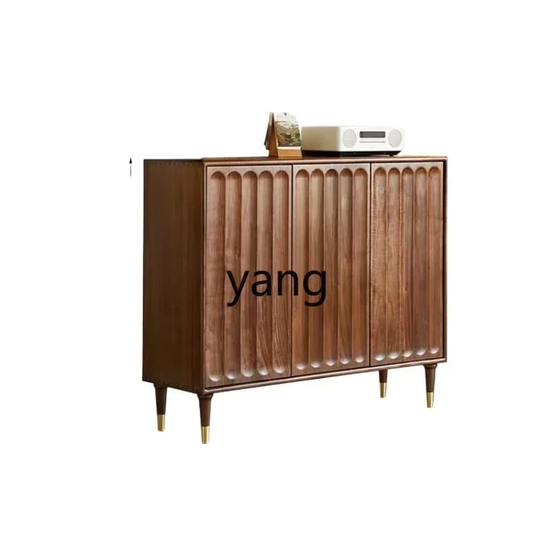 LTT black walnut shoe cabinet, large-capacity entrance cabinet at home door, integrated indoor entry shoe cabinet
