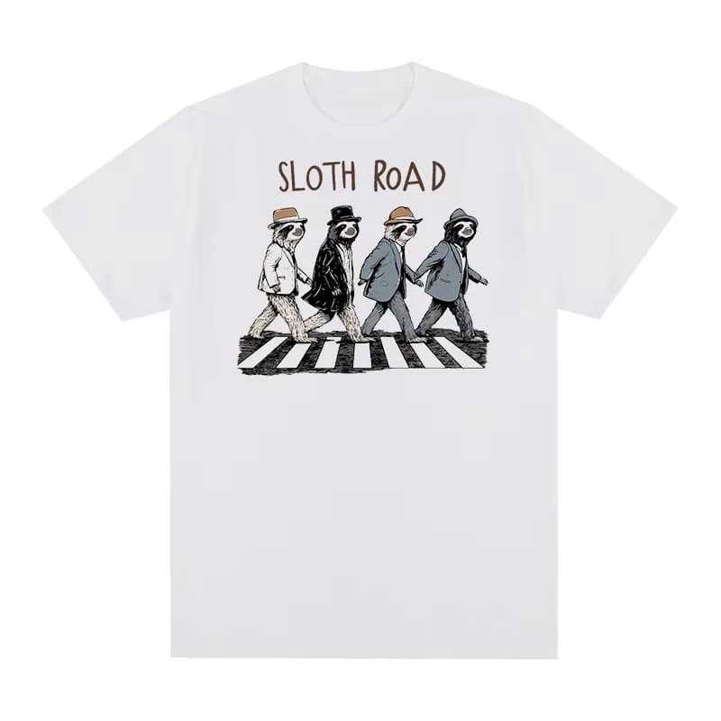 Sloth Road Vintage T-shirt Lennon Rock The Beatle Hip Hop Cotton Women Men Summer Fashion T Shirt New Tee Tshirt Womens Tops