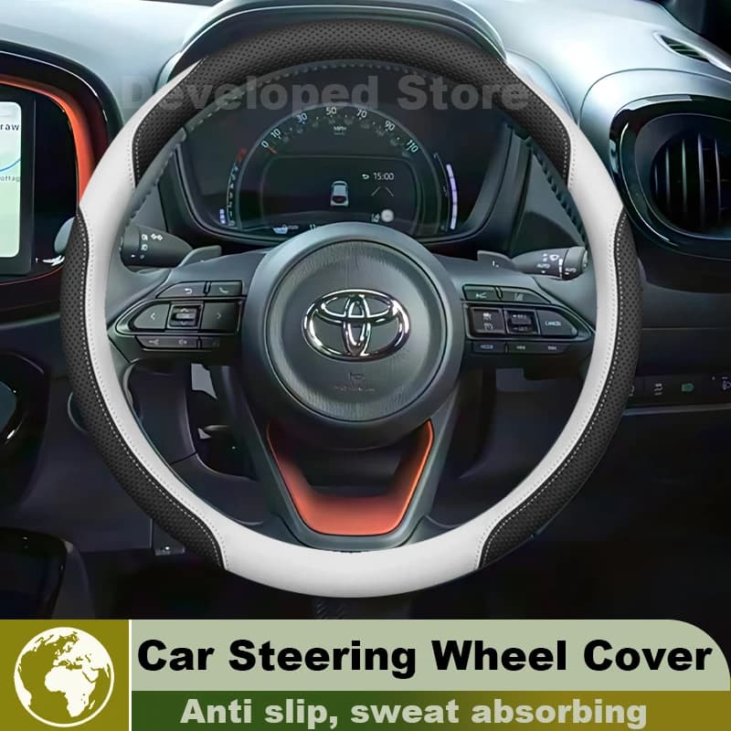Car Steering Wheel Cover For Toyota Aygo X Yaris Cross Corolla 2025-2022 Leather Universal Style Auto Steering Wheel Accessories