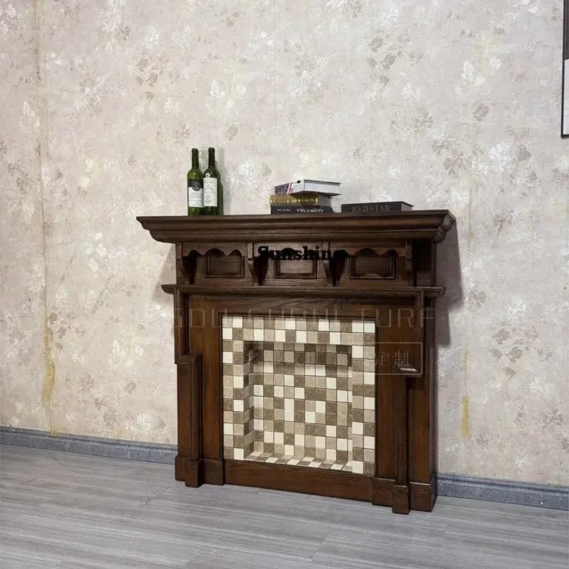 European fireplace decorative cabinet living room solid wood retro medieval ornament  FT