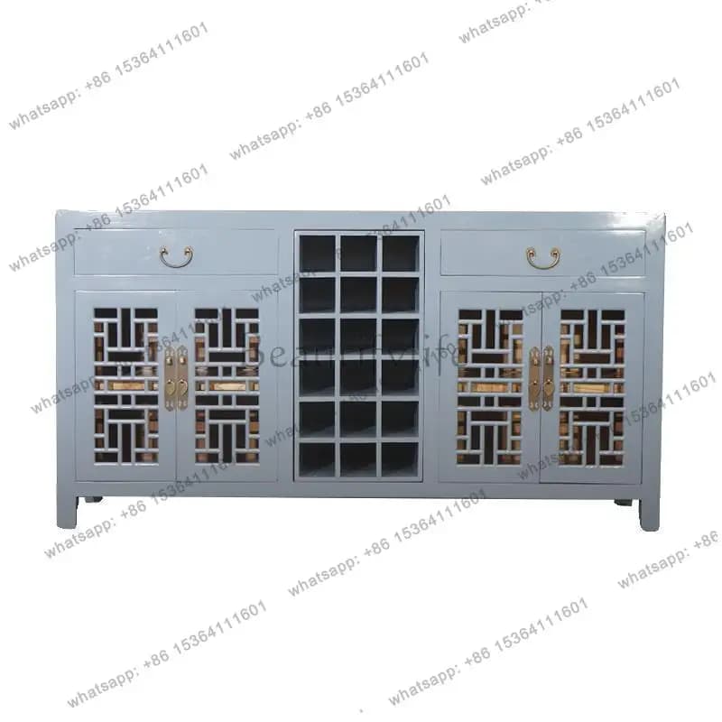 Chinese solid wood dining side cabinet integrated against the wall living room multi-functional simple locker