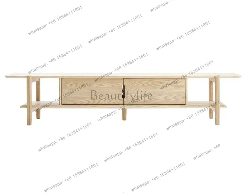 LXAsh wood wabi sandy wind living room solid wood rock panel TV cabinet small apartment side cabinet living room homeSSS