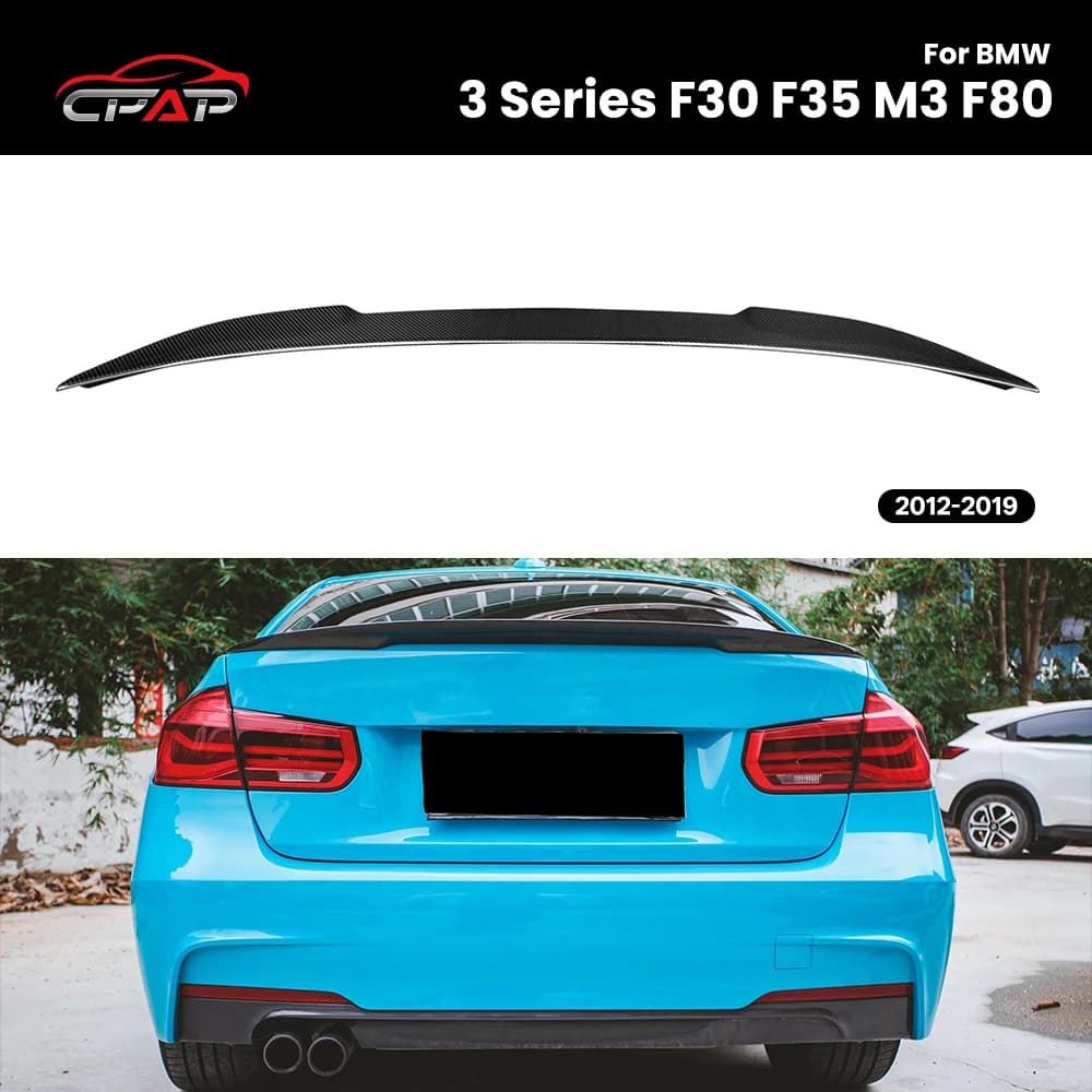 Real Dry Carbon Fiber Rear Trunk Roof Spoiler Boot Wing For BMW 3 Series F30 F35 M3 F80 CS Style 2012-2019