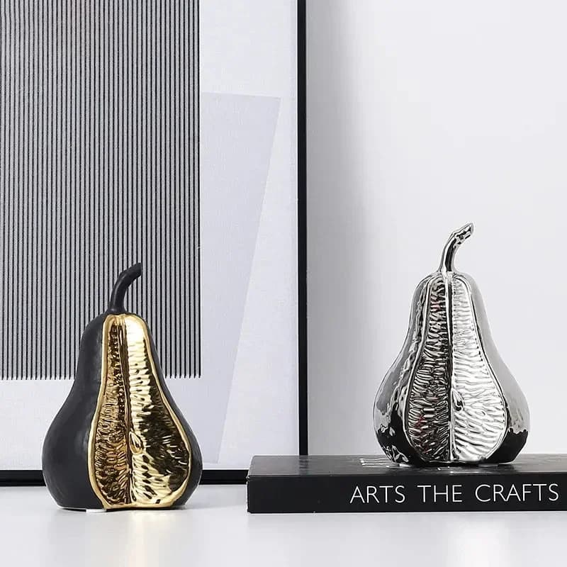 Minimalism Pear/apple Sculpture Ceramic Fruits Artwork Ornaments Desk Decoration Abstract Crafts Statue Modern Home Decor