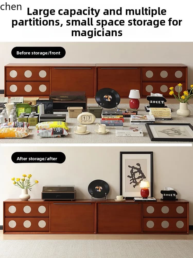 furniture/solid wood TV cabinet module combination side cabinet storage living room bedroom household chest storage cabinet