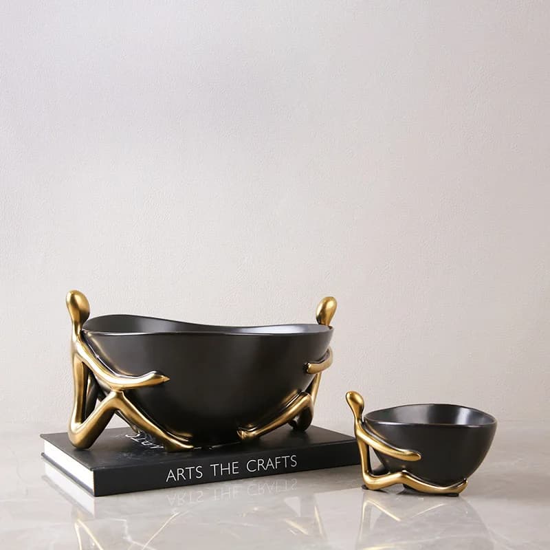 Modern simple ceramic villain fruit pot light luxury dining room living room, home handicraft ornament fruit plate