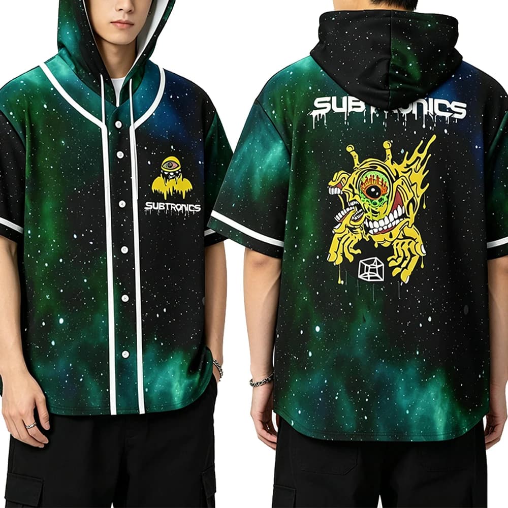 Subtronics Army Hooded Baseball Jersey 2026 Music Festival Short Sleeve Button-Down Shirts Men Women Streetwear Tops
